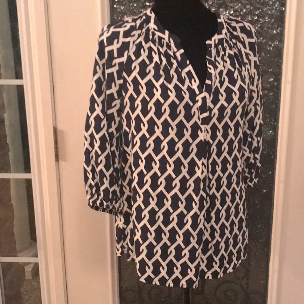 Bold Navy and White Design Top